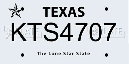KTS4707 Texas License Plate