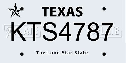 KTS4787 Texas License Plate
