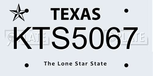 KTS5067 Texas License Plate