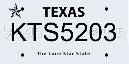 KTS5203 Texas License Plate