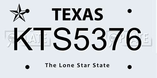 KTS5376 Texas License Plate