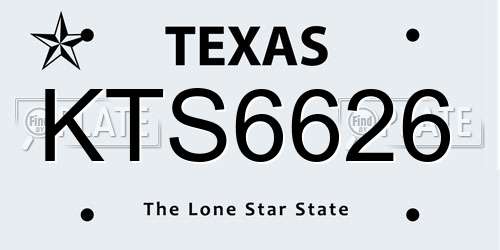 KTS6626 Texas License Plate