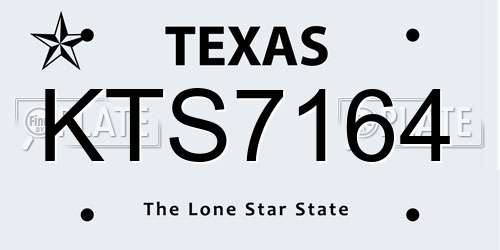 KTS7164 Texas License Plate