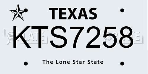 KTS7258 Texas License Plate