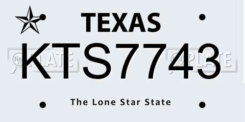KTS7743 Texas License Plate