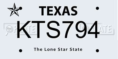 KTS794 Texas License Plate