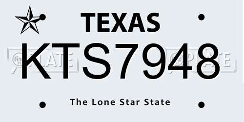 KTS7948 Texas License Plate