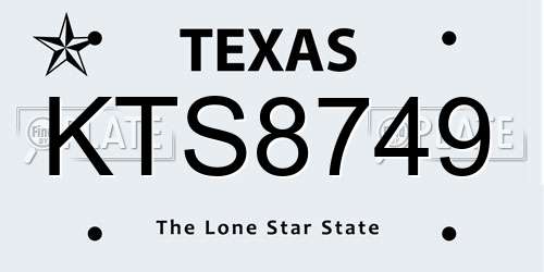 KTS8749 Texas License Plate
