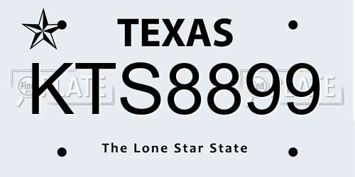 KTS8899 Texas License Plate