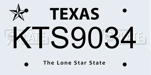 KTS9034 Texas License Plate
