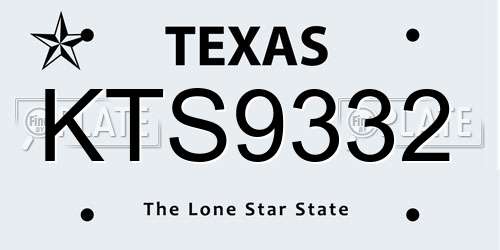 KTS9332 Texas License Plate