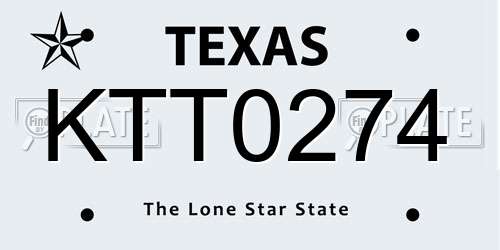 KTT0274 Texas License Plate