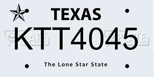 KTT4045 Texas License Plate