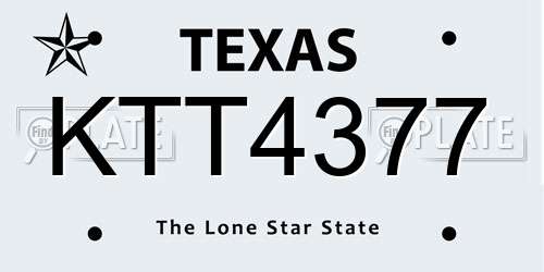 KTT4377 Texas License Plate