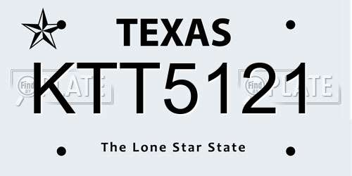 KTT5121 Texas License Plate