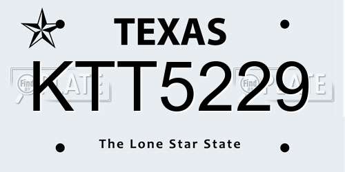 KTT5229 Texas License Plate