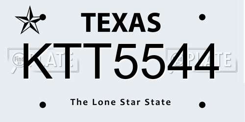 KTT5544 Texas License Plate