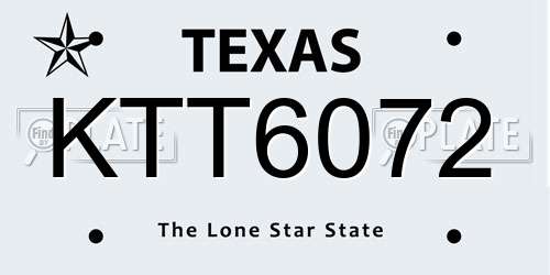 KTT6072 Texas License Plate