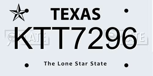 KTT7296 Texas License Plate