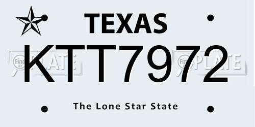 KTT7972 Texas License Plate
