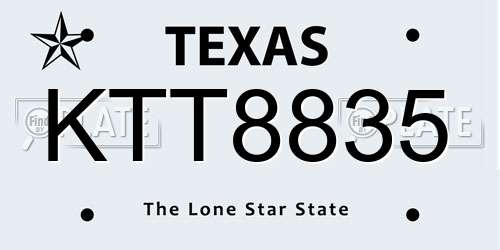 KTT8835 Texas License Plate