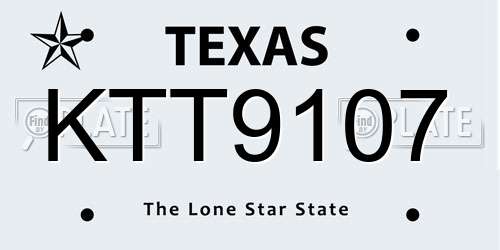 KTT9107 Texas License Plate