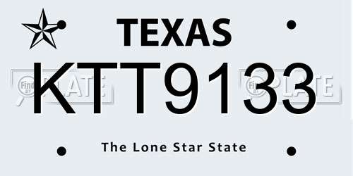 KTT9133 Texas License Plate