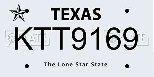 KTT9169 Texas License Plate