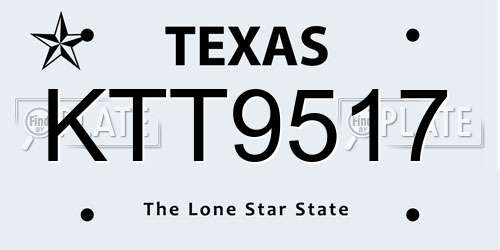 KTT9517 Texas License Plate