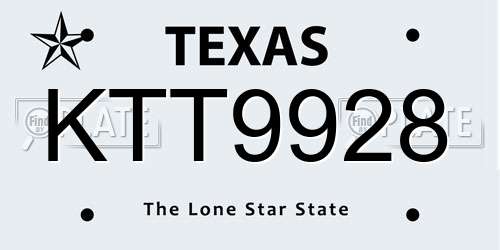 KTT9928 Texas License Plate