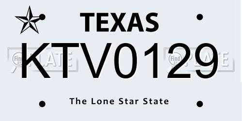 KTV0129 Texas License Plate