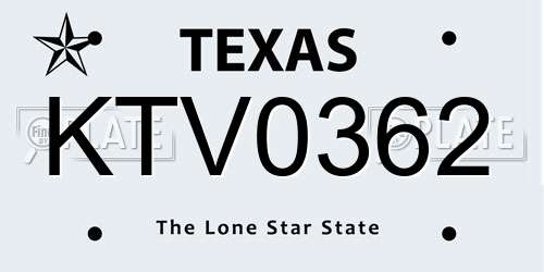 KTV0362 Texas License Plate