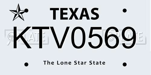 KTV0569 Texas License Plate
