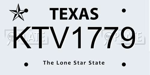 KTV1779 Texas License Plate