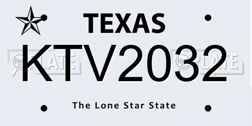 KTV2032 Texas License Plate