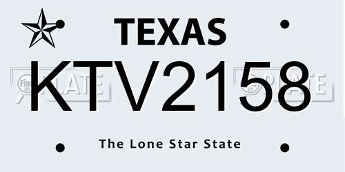 KTV2158 Texas License Plate