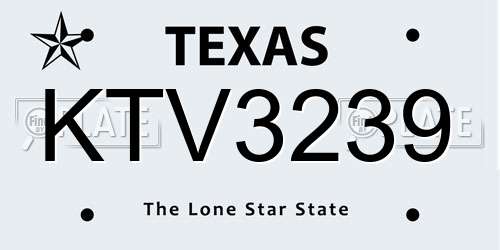 KTV3239 Texas License Plate