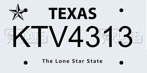 KTV4313 Texas License Plate