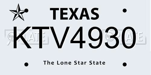 KTV4930 Texas License Plate