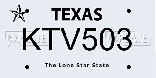 KTV503 Texas License Plate
