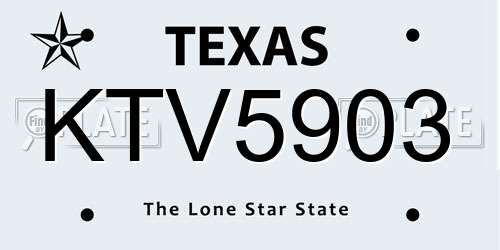 KTV5903 Texas License Plate