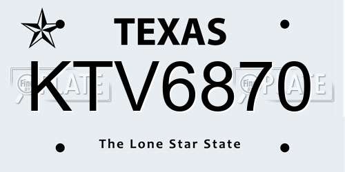 KTV6870 Texas License Plate