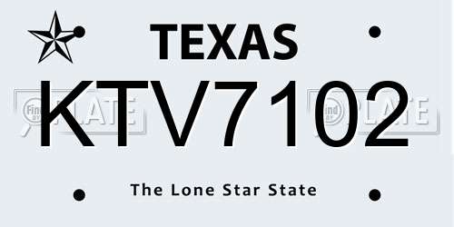 KTV7102 Texas License Plate