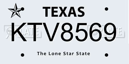 KTV8569 Texas License Plate