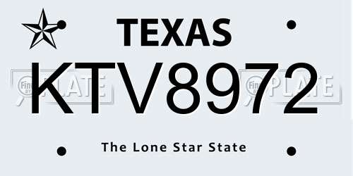 KTV8972 Texas License Plate