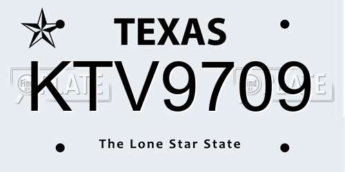 KTV9709 Texas License Plate
