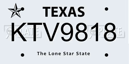 KTV9818 Texas License Plate