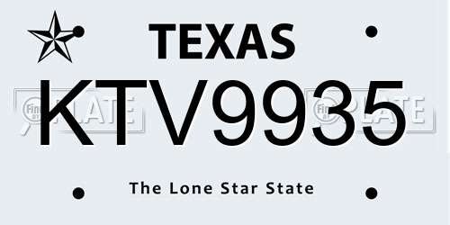 KTV9935 Texas License Plate