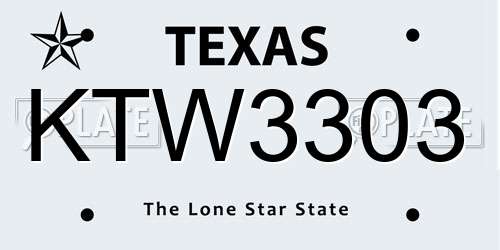 KTW3303 Texas License Plate