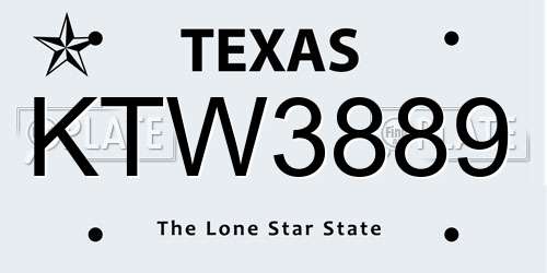 KTW3889 Texas License Plate